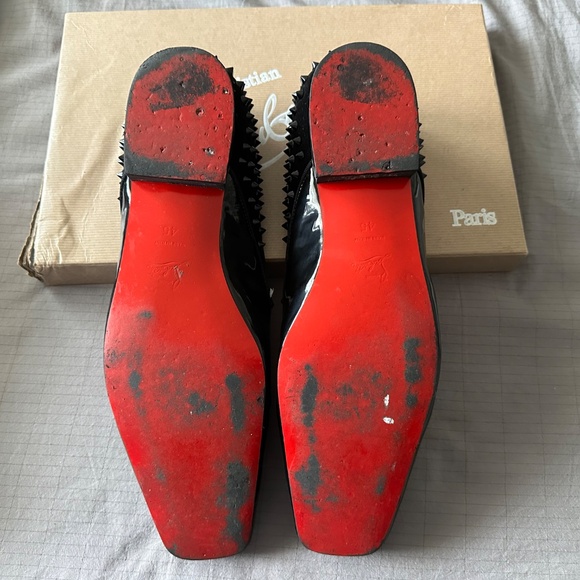 Christian Louboutin Black Tassilo Spike Stud Tassel Leather Loafer - Picture 3 of 8